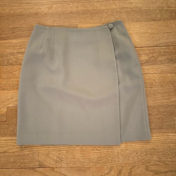 Geoffrey Beene vintage olive green mini wrap pencil skirt size 8
 b30 - Picture 1 of 4